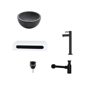 Sani Royal Natuursteen Mini Waskom met Solid, Nieuw