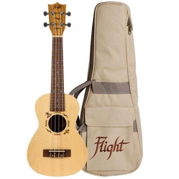 Flight DUC525 SP/ZEB Concert Ukulele met Solid Spruce Top,, Ophalen of Verzenden, Nieuw