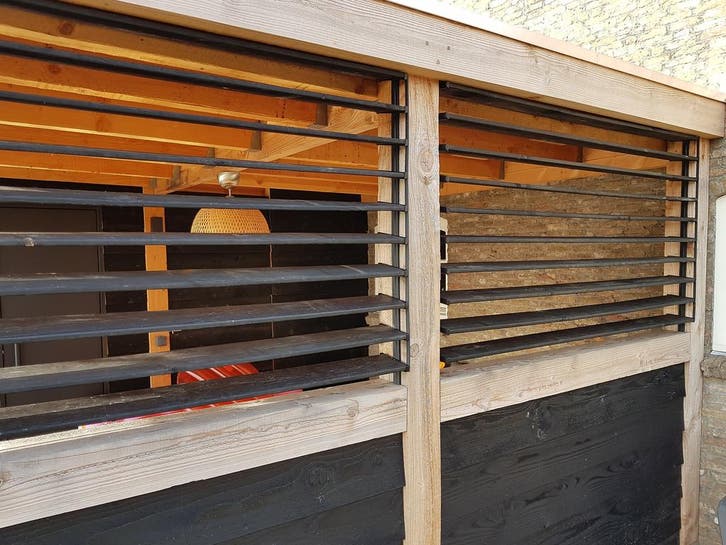 Flex Fence Zwart Draaibare Lamellen Kunststof 122 cm - Set 2, Huis en Inrichting, Stoffering | Gordijnen en Lamellen, Verzenden
