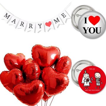 11-delige set Will you Marry me met slinger en ballonnen, Verzenden, Nieuw, Versiering, Valentijn of Romantisch