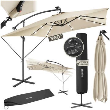 Parasol Sunna LED-zonneenergie met zwengel 2,5 x 2,5 m, Verzenden, Nieuw