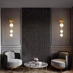 Wandlamp Glazen Bol Wit Goud of Zwart E27, Huis en Inrichting, Lampen | Wandlampen, Verzenden, Nieuw