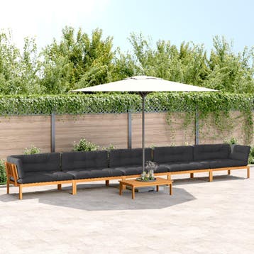 vidaXL 6-delige Loungeset pallet met kussens massief, Tuin en Terras, Tuinsets en Loungesets, Verzenden, Nieuw, Hardhout, Loungeset