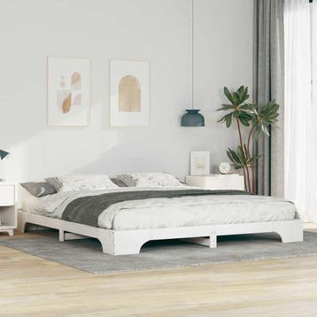 vidaXL Bedframe Wit 200 x 210 cm Massief grenenhout, Verzenden, Nieuw, Wit, Hout
