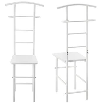 Dressboy kledingrek stoel 107x45x45 cm metaal en MDF wit, Verzenden, Nieuw