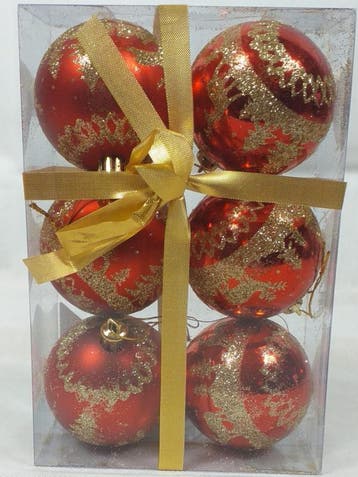 Kerstballen set 6 stuks Rood Ø 6 cm, Diversen, Kerst, Ophalen of Verzenden, Nieuw