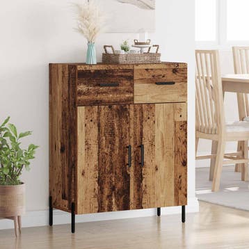 vidaXL Dressoir met lade Oud Hout 69,5 x 34 x 90 cm Bewerkt, Verzenden, Nieuw, Overige houtsoorten, Minder dan 50 cm