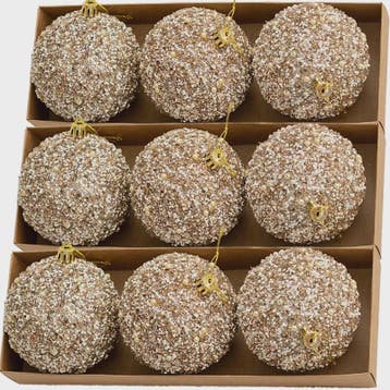 Kerstballen Champagne Goud Glitter 6cm - Set van 6, 12, 18,, Diversen, Kerst, Verzenden, Nieuw