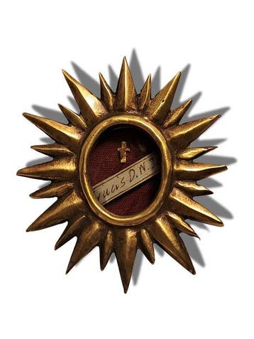 Reliekhouder - Brons, Hout, Textiel, Glas - 1850-1900 -