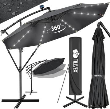 Zweefparasol - Tuinparasol - Parasol 300 cm - Met voet - Met, Verzenden, Zo goed als nieuw