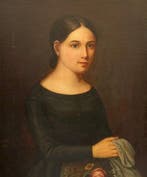 Franse school (XIX) - Portrait de jeune fille (Vendu sans, Antiek en Kunst, Kunst | Schilderijen | Klassiek