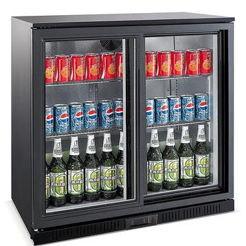 Barkoeler 208 liter - Zwart met 2 Schuifdeuren, Verzenden, Nieuw in verpakking, Koelen en Vriezen