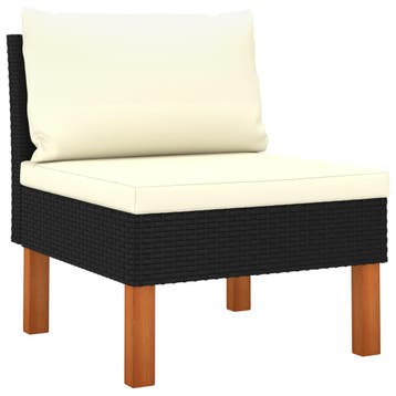 vidaXL Middenbank poly rattan en massief eucalyptushout, Verzenden, Nieuw
