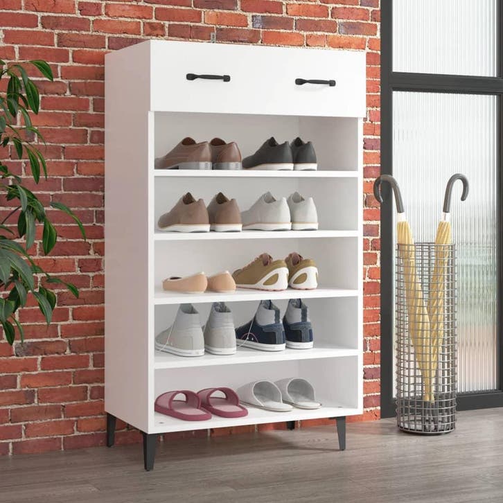 vidaXL Schoenenkast 60x35x105 cm bewerkt hout wit, Huis en Inrichting, Kasten | Schoenenrekken, Nieuw, Verzenden