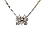 Witgouden hanger vlinder met diamant 18 krt, Verzenden, Zo goed als nieuw, Goud
