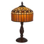 Tiffany tafellamp – Amber &amp; Crème Geometrisch – Ø 20 × H 36, Verzenden, Nieuw