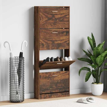 vidaXL Schoenenkast 59x17x150 cm bewerkt hout gerookt, Verzenden, Nieuw