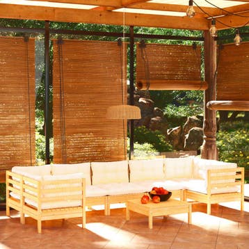 vidaXL 8-delige Loungeset met crèmekleurige kussens, Verzenden, Nieuw, 8 zitplaatsen, Loungeset