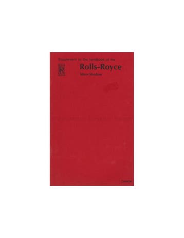 1968 ROLLS ROYCE SILVER SHADOW INSTRUCTIEBOEKJE SUPPLEMENT