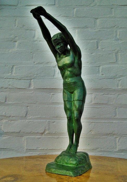 Arthur Puyt (1873-1955) - sculptuur, De Duiker - 40 cm -, Antiek en Kunst, Kunst | Designobjecten
