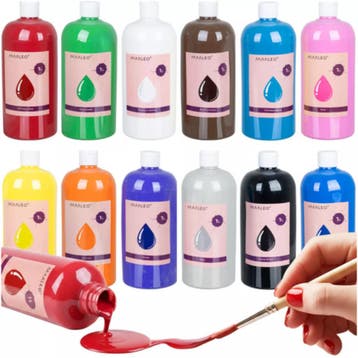 Maaleo plakkaatverf set – 12 intense kleuren van 1L, veil., Ophalen of Verzenden, Nieuw