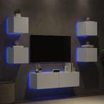 vidaXL 5-delige tv-wandmeubelset met LED-verlichting wit, Verzenden, Nieuw, Overige houtsoorten