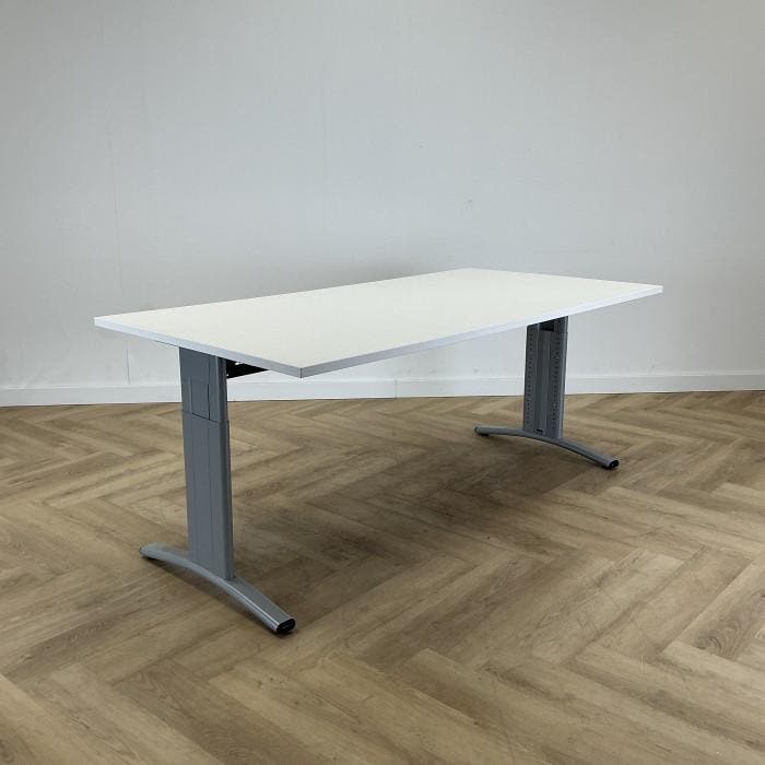 verstelbaar bureau 180x90 cm, wit - grijs, Huis en Inrichting, Bureaus, Gebruikt, In hoogte verstelbaar, Ophalen of Verzenden