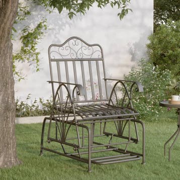 vidaXL Schommelstoel 61 cm staal zwart, Tuin en Terras, Verzenden, Nieuw, Metaal
