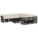 vidaXL Tuinbankenset 12 pcs Zwart poly rattan, Verzenden, Nieuw, 2 zitplaatsen