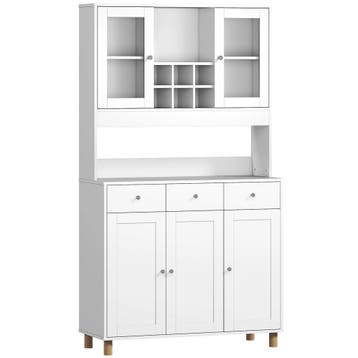 TRUUSK Keukenkast 180 cm - 2 Glazen Deuren - 3 Lades - 4 Ver, Verzenden, Nieuw