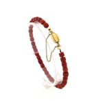 Bloedkoraal kralen armband met gouden slot (Schakelarmband), Gebruikt, Overige kleuren, Ophalen of Verzenden, Met edelsteen