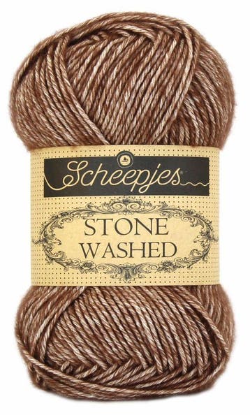 Scheepjes Stone Washed - 822 Brown Agate - Katoen-mix Gare, Ophalen of Verzenden, Nieuw