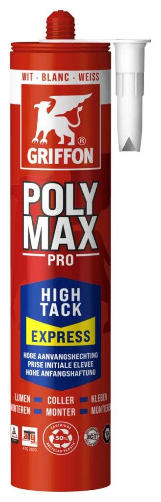 Griffon polymax hightack express 1 stuk, 435 gr, wit, koker, Doe-het-zelf en Verbouw, Verzenden, Nieuw