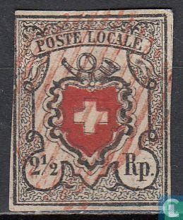 Zwitserland - Posthoorn en wapenschild - 1850, Postzegels en Munten, Verzenden, Gestempeld
