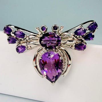 Zonder minimumprijs - Broche 925 zilver met natuurlijke