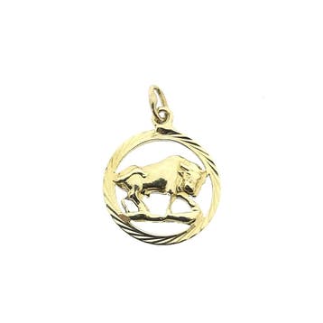 Gouden sterrenbeeld hanger; Stier (Hanger of bedel), Ophalen of Verzenden, Gebruikt, Goud, Overige merken