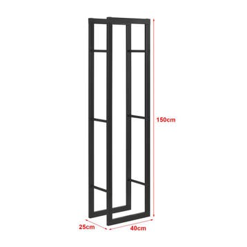 [en.casa] Brandhout rek houtopslag Täby 40x25x150 cm zwart, Verzenden