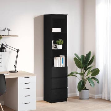 vidaXL Highboard 37,5x35x180 cm spaanplaat zwart, Minder dan 50 cm, Verzenden, Nieuw, Minder dan 100 cm