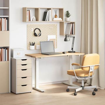 vidaXL Bureau Wit en Natuurlijk 120 x 60 cm Massief, Verzenden, Nieuw