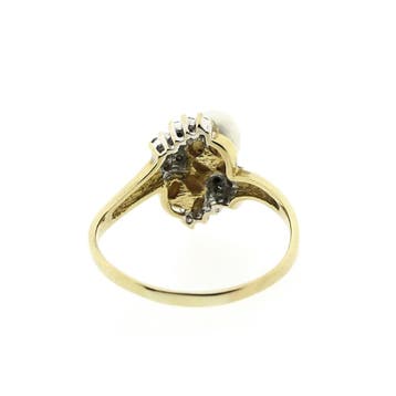 Gouden ring met parel en diamant 0,28 ct., Gebruikt, 20 of groter, Ophalen of Verzenden, Met edelsteen