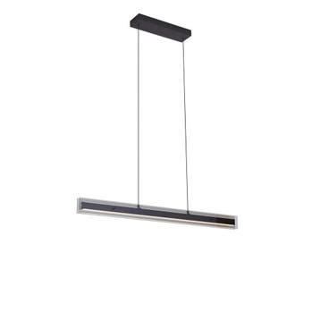 Moderne hanglamp zwart met smoke glas incl. LED easylift -, Verzenden, Nieuw, Modern