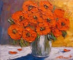 R. Vincent (1954) - Vase et coquelicots de Provence oeuvre