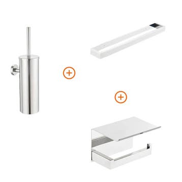 Toilet accessoires set Chroom design met beugel, Verzenden, Nieuw