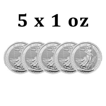 Verenigd Koninkrijk. 2 Pounds 5 x 1 oz £2 GBP UK Silver, Postzegels en Munten