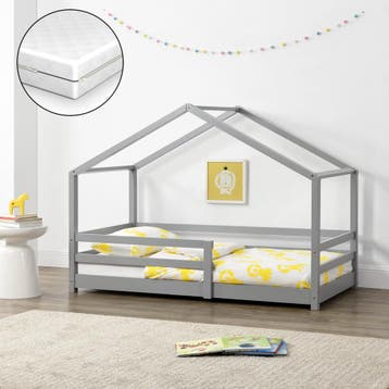 Kinderbed Knätten grenen met matras 70x140 cm lichtgrijs, Verzenden, Nieuw