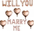 Ballonnen set Will You Marry Me rosé goud met 5 grote harten, Verzenden, Nieuw, Versiering, Valentijn of Romantisch