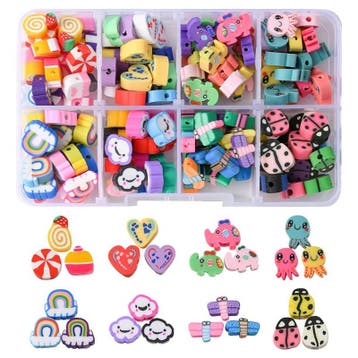 1 doosje met 8 verschillende soorten polymeer kralen c.a...., Hobby en Vrije tijd, Kralen en Sieraden maken, Ophalen of Verzenden