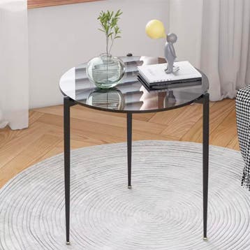 Nieuwe gehard glas bijzettafel rond – 50cm met metalen poten, Huis en Inrichting, Tafels | Salontafels, Verzenden, Nieuw