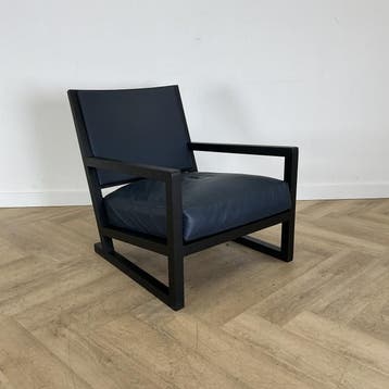 Maxalto Clio fauteuil van Antonio Citterio,  blauw leder -, Gebruikt, Zwart, Leer, Ophalen of Verzenden