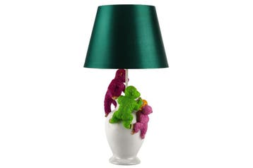 Tafellamp MONKEY 55 cm met veelkleurige witgroene lampenkap, Huis en Inrichting, Lampen | Tafellampen, Ophalen of Verzenden, Nieuw